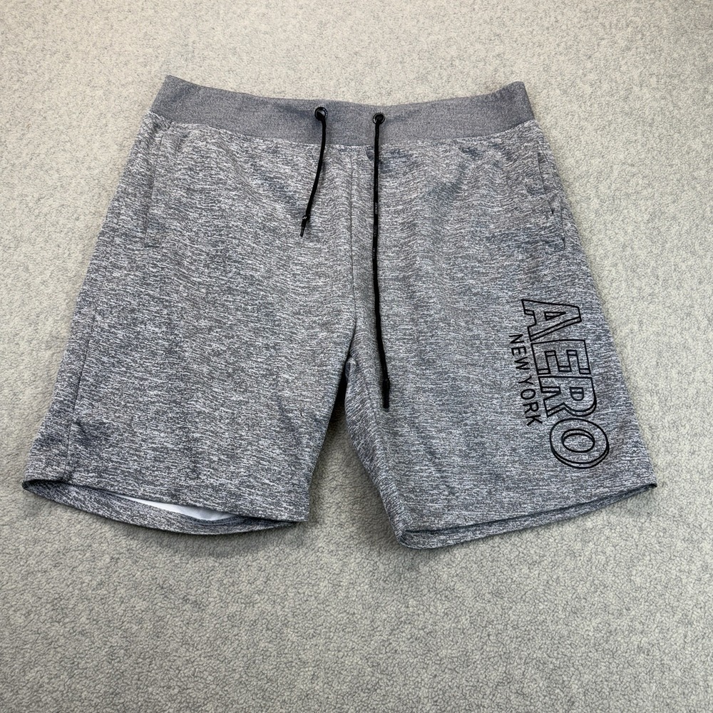 Aeropostale Men's XL Gray Marled Aero New York Drawstring Sweat Shorts